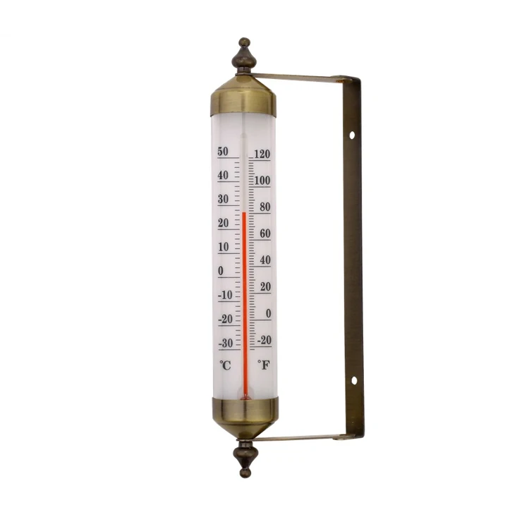 Cast Iron Wrought Wall Mounted Durable Garden Outdoor Glass Tube Caplillary Thermometer