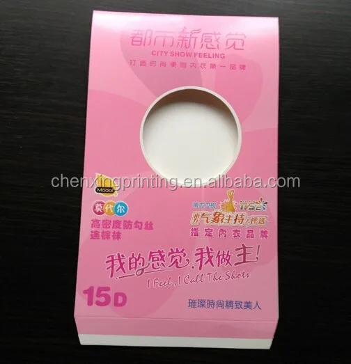 header card for socks paper header with plastic hook for hanging