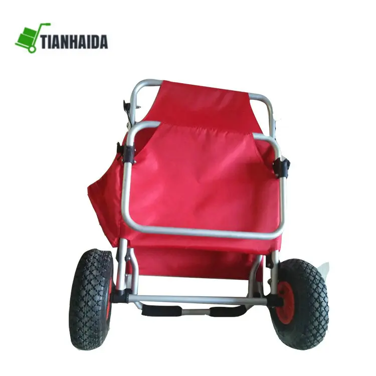 Red Folding Beach chair  fishing chair beach trolley