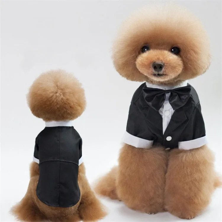 Teddy Formal Pet Dog Cat Clothes Shirt Bow Tie Suit Tuxedo Dog Coat for Wedding