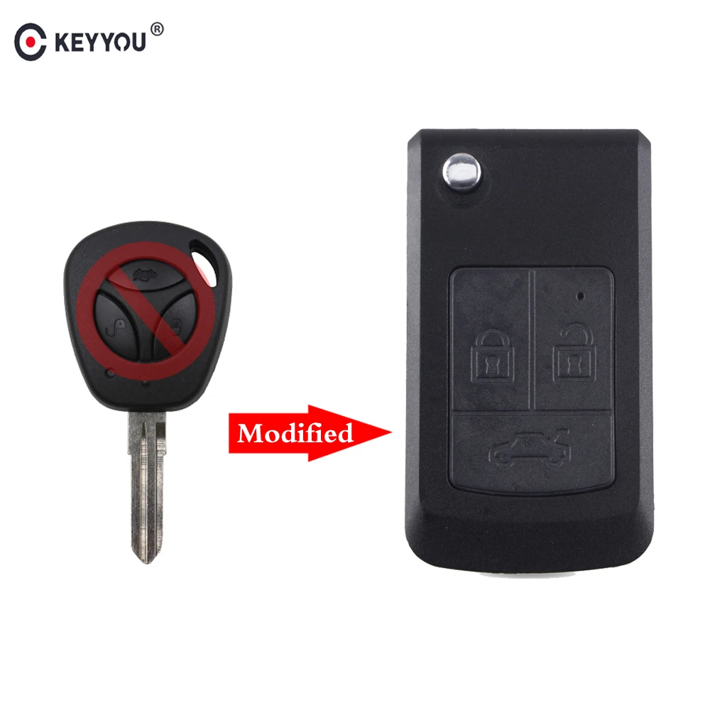 KEYYOU 3 Button Modified Flip Remote Car Key Shell For LADA Priora Niva Vaz Granta Samara 2108 XRay Sedan Remote Case Cover Fob