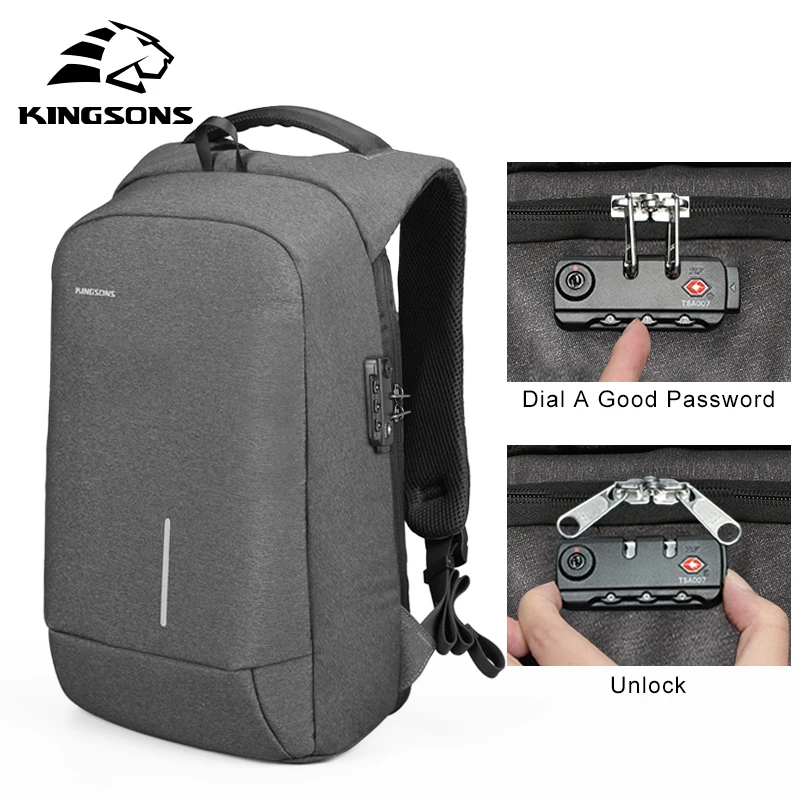 Kingsons hot selling wholesale waterproof antitheft laptop backpack men anti theft laptop bag with usb charger port