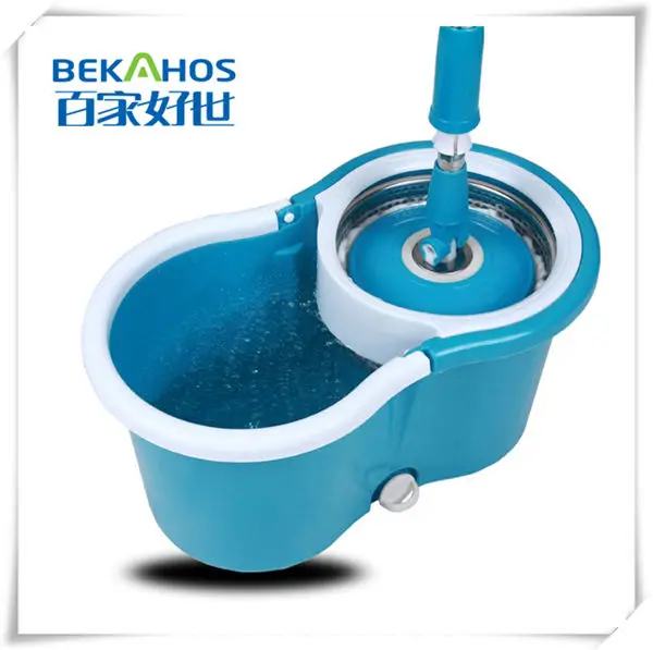 
Hand Press Spin pole Mop with 360 Rotating Pole Bucket 2 Microfiber Heads housekeeper dust mop for car floor 