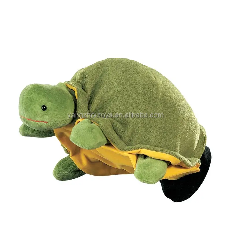 new design plush green turtle hand puppet soft tortoise hand puppet toy