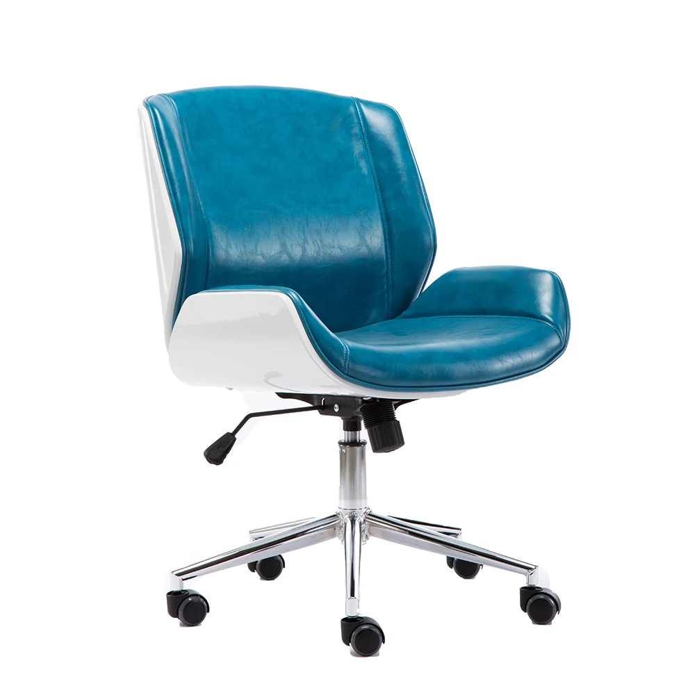 PC ergonomic Walnut bent wood low back aluminum base staff office chairs or conference chairs