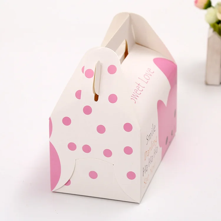Wholesale Custom Logo Individual Three Cupcake Box Packaging With Window Handle Pink Color Paper Cake Boxes Holders Containers