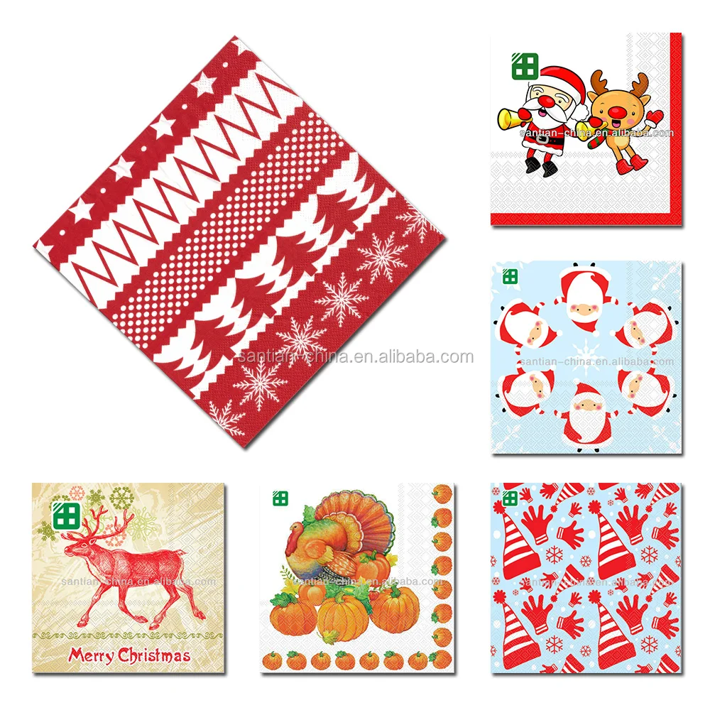 Best Quality Christmas Paper Napkins Personalized Birthday Party Napkins Birthday Theme Decorative Napkins Santian Paper