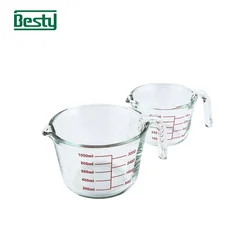 Безопасный для микроволновой печи прозрачный высокоборосиликатный мерный кувшин стеклянный мерный стакан с бамбуковой крышкой