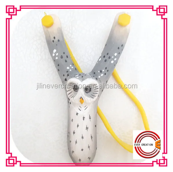 carved owl wooden slingshot