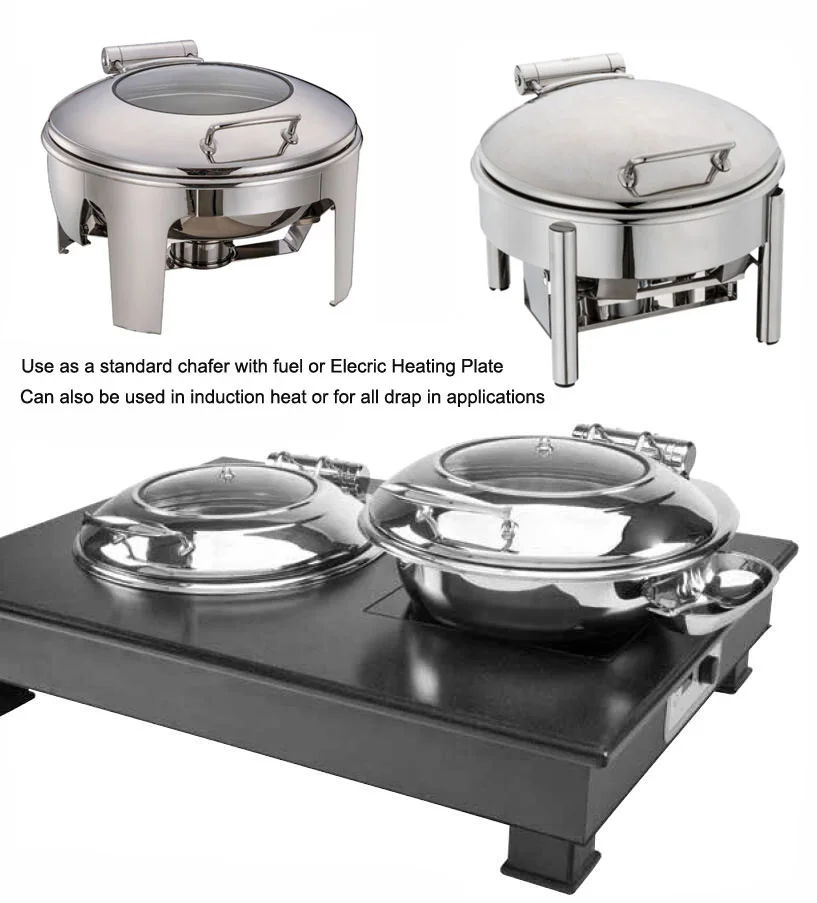 
Stainless steel roll top restaurant banquet chafer 