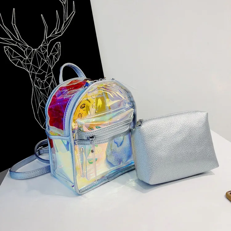 girls fashion laser handbag holographic clear pvc backpack  for wholesale