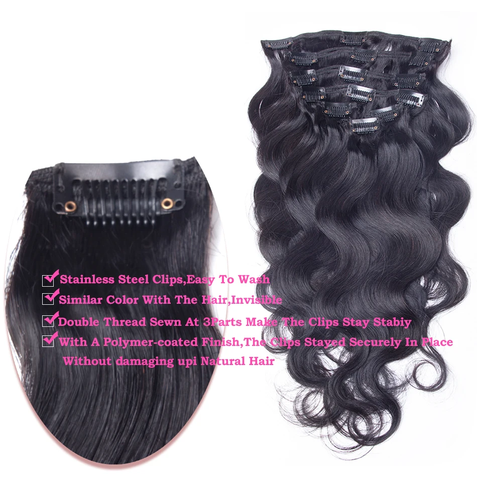 
10-28 inch clip in body wave human hair extensions bundles with lace closure 5 star human hair wigs 