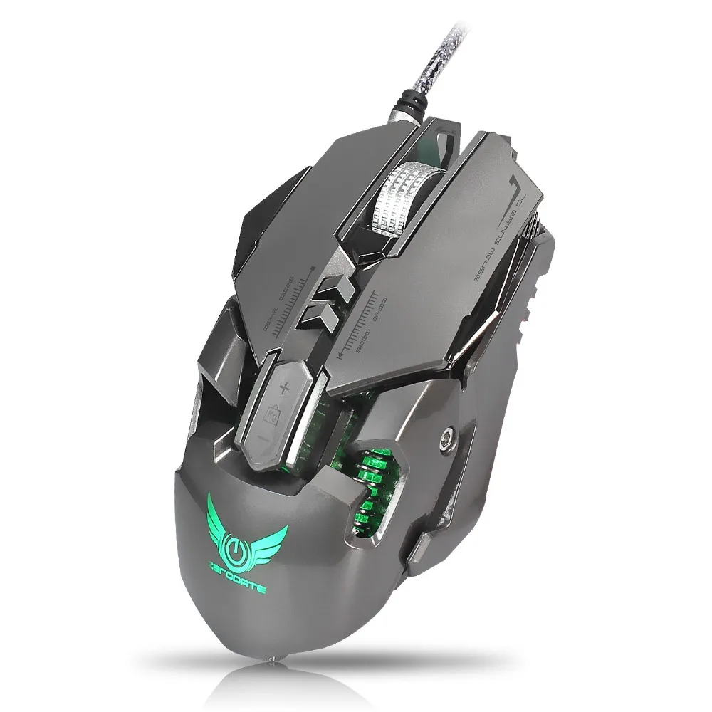 ZERODATE X300GY 7 Keys 250-4000DPI USB Wired Optical Mouse Mechanical Macros Define Game Mouse Gamer For PC Computer Laptop
