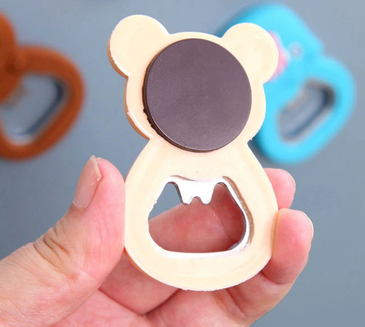 
Stainless Steel Bottle Opener refrigerator stickers, can custom logo creative cute cartoon silicone multi-function opener 