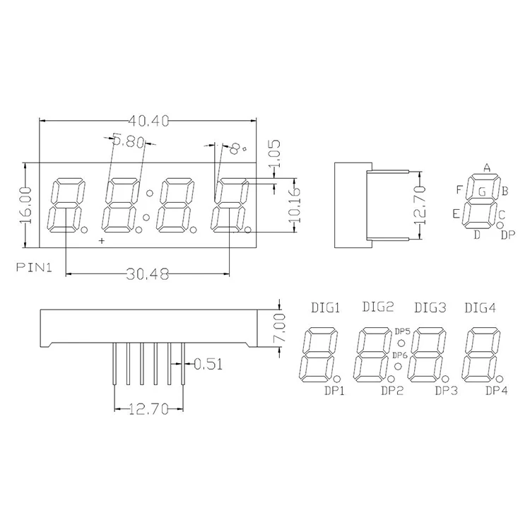 
4 digit 7 segment 0.4 inch digital tube display is widely used in home appliances 