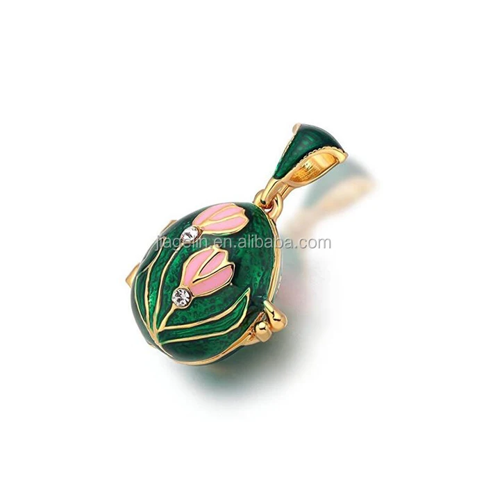 Hot sale Easter Day Faberge Egg Flower Pendant Necklace Locket Factory direct sales