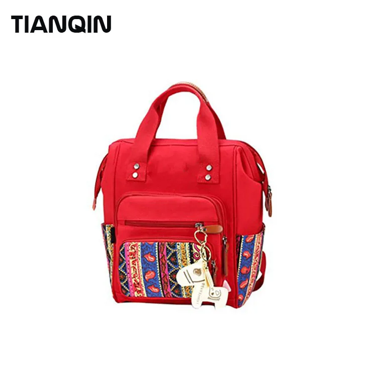 Fashion Mummy Bag Big Opening Shoulder Bag Leisure National Wind Large Capacity Backpack