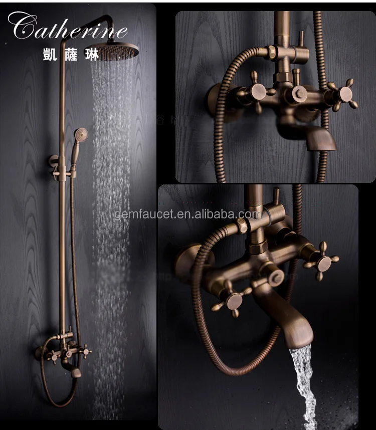 
exposed wall mount antique shower column set 