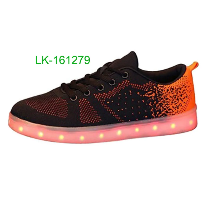 Flying knit led lights skate shoes, flying knit skateboard shoes, led skate shoes for men