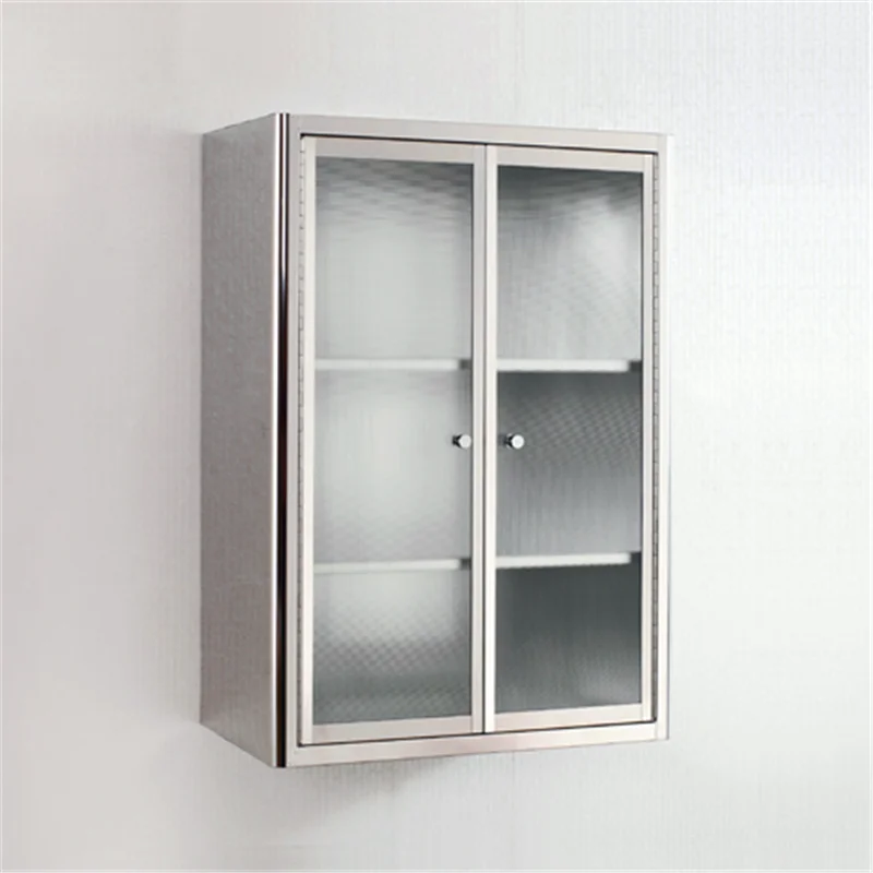 New Design Stainless Steel Kitchen Wall Hanging Cabinet With Glass Door