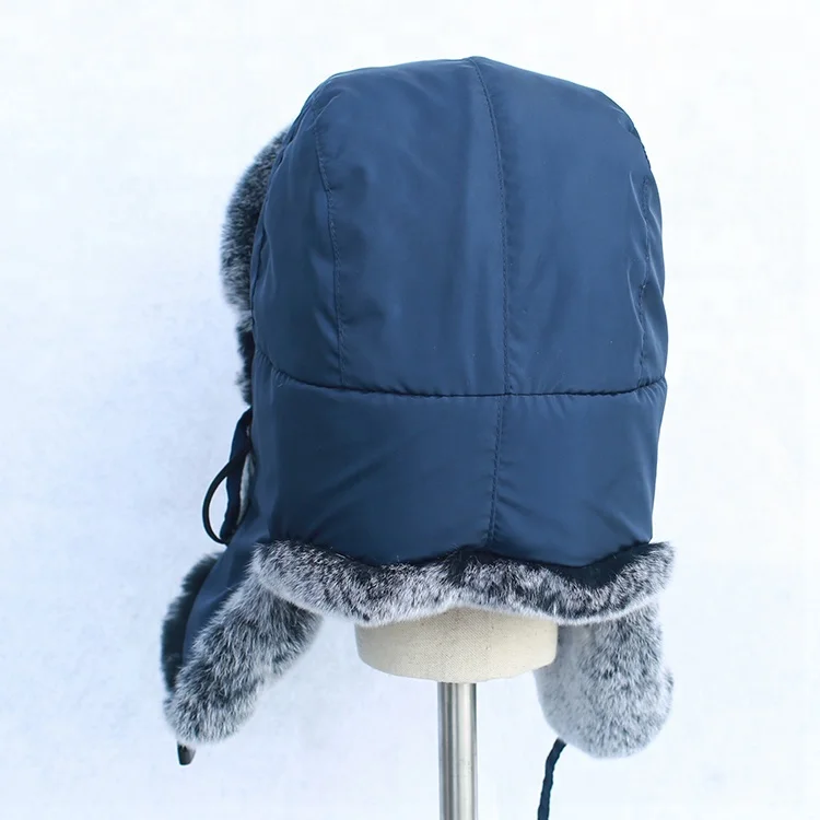 2023 new type SKI MASK rex rabbit fur hat  Russian winter FUR hat with mouth-muffle