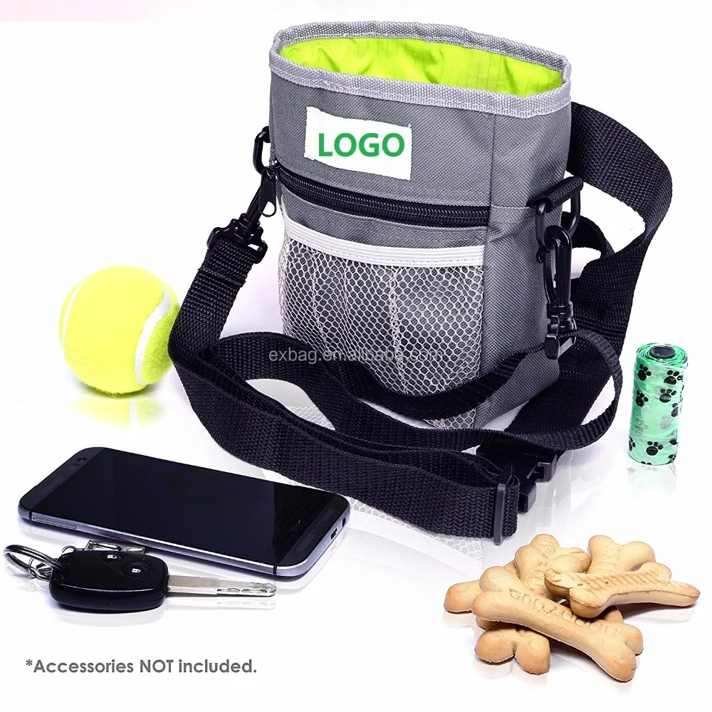 
Dog Treat Pouch and Training Bag for Carrying Treats and Pet Toys with Poop Bag Dispenser, Reflective Shoulder Strap and Zippere 