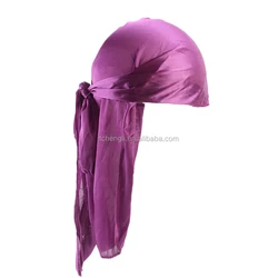 Black Colorful Premium 360 Waves Long Tail Silky Custom Cap Men Durag Du rag