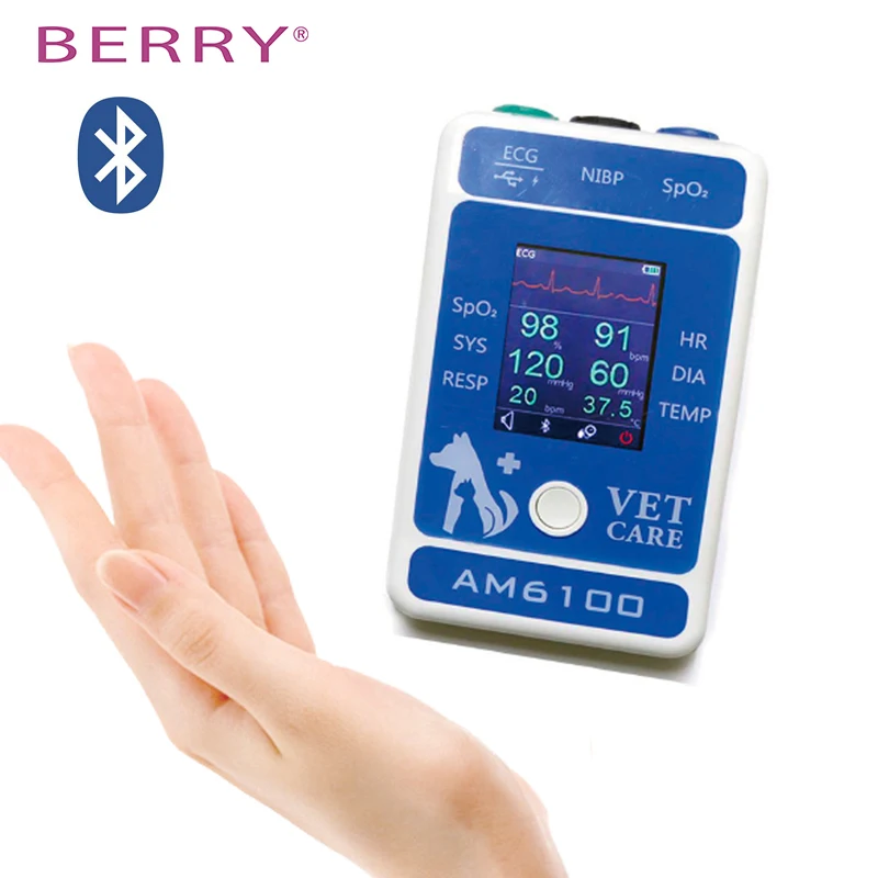 AM6100 Vet monitor  Animal medical monitoring device for measuring spo2 heart rate respiration ecg and temperature