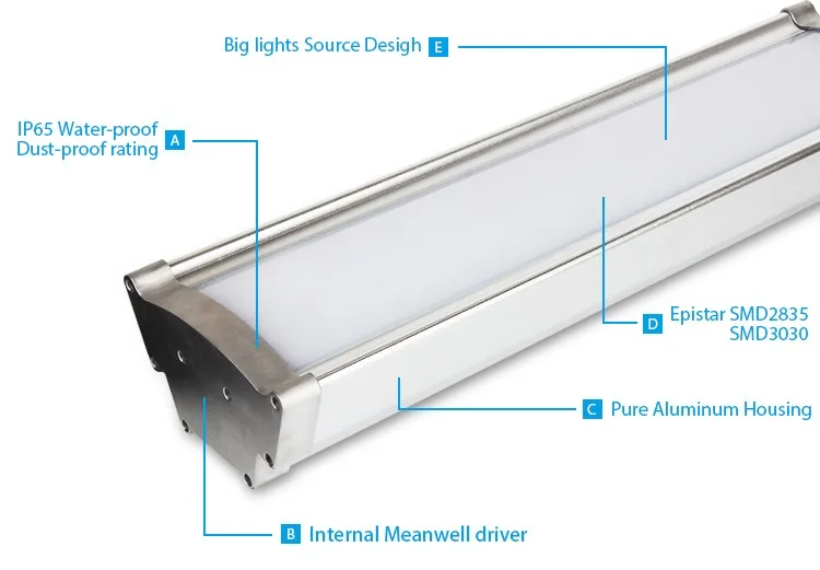 Светодиодный светильник для высоких промышленных помещений шахтная лампа линейный светодиодный IP 65 алюминиевый корпус светодиодной водонепроницаемой