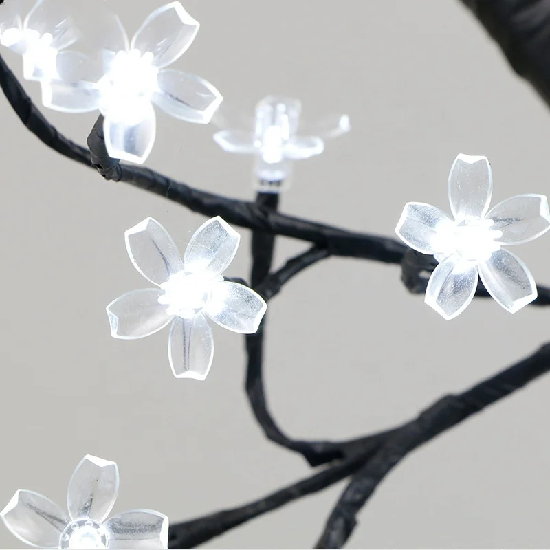 60cm room decoration artificial cherry blossom branches bonsai flower tree light led table lamp