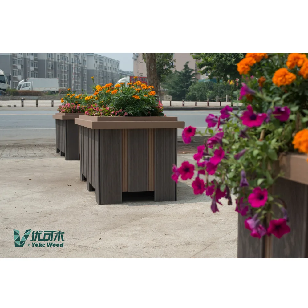 Outdoor Garden Plaza Wood Plastic Boards WPC Flower Pot Plant Grow Box Wooden Plant Box