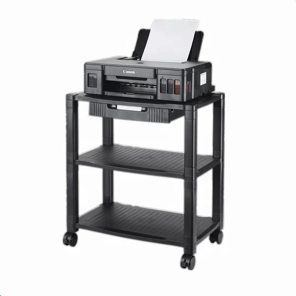 Office 2 Tiers Shelf plastic monitor stand printer cart with Drawer
