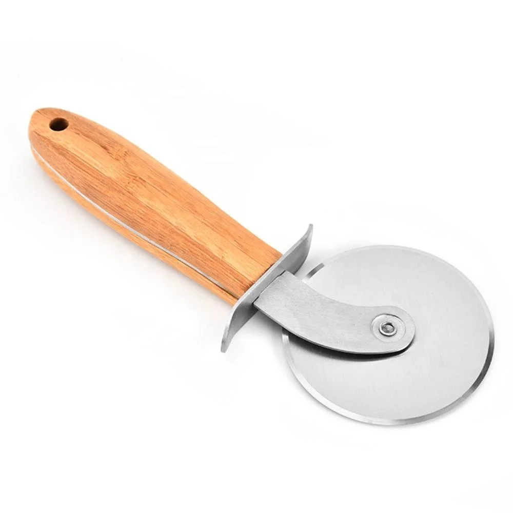 Премиум-класса с бамбуковой ручкой нож для пиццы колесо SW-BA36B