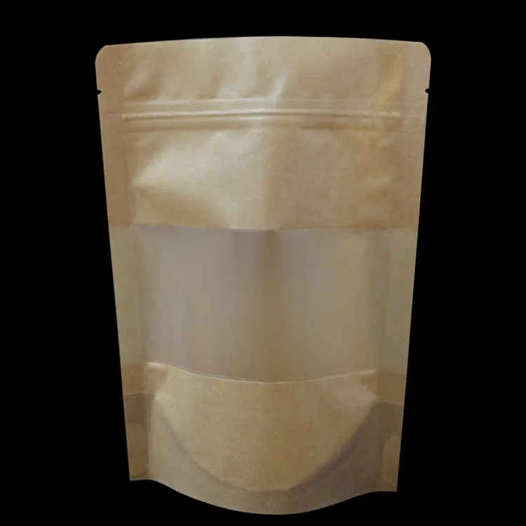 kraft paper zipper bags with clear window kraft paper ziplock bag kraft stand up pouches