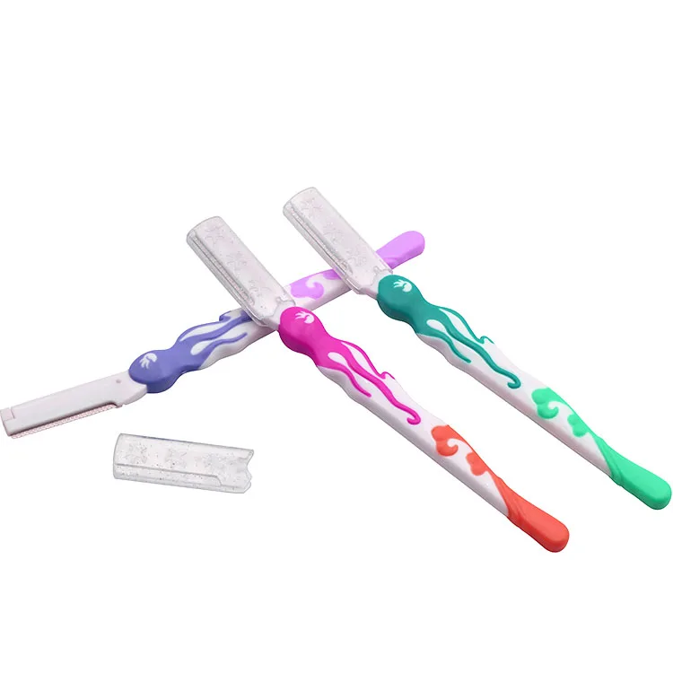 In stock portable eyebrow grooming blade cutter epilator facial shaver plastic personal beauty tool eyebrow blade