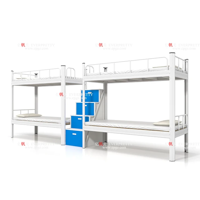 High Quality University School Bed Double Bed Iron Bunk Bed with Table for Dormitory
