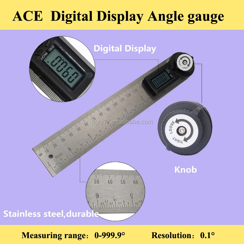 Electronic Digital Angle Finder Meter Protractor/Goniometer Ruler 360 Degree Angle Steel 200mm 2-in-1