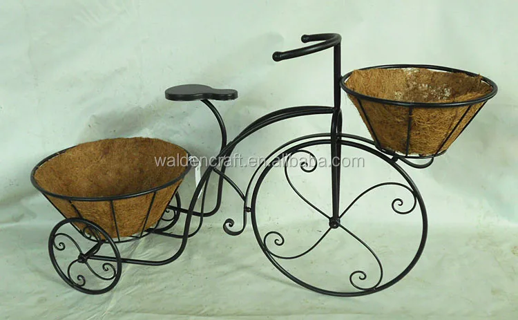 2 Tier Decorative Bicycle Plant Stand Basket With Coco Liner