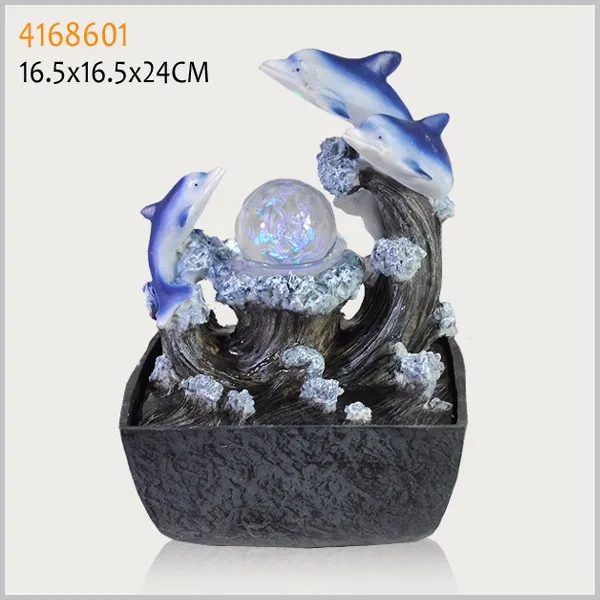 Resin dolphin fountain with ball for decor