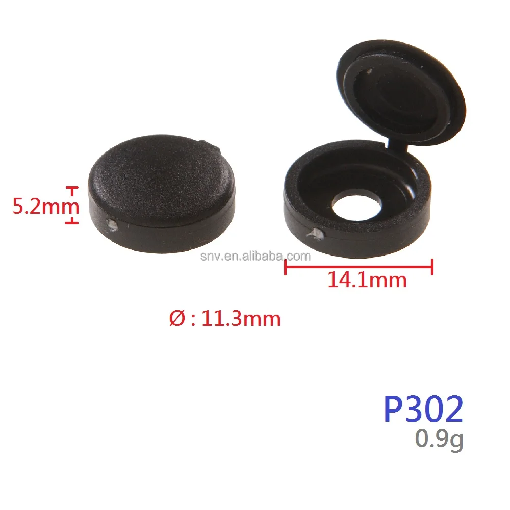 Decorative Black Snap-On Plastic Screw Cap Cover