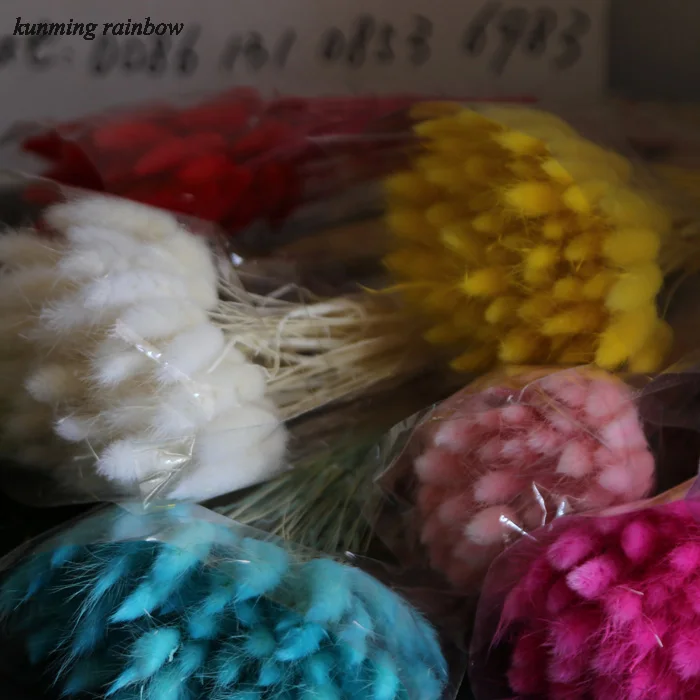 Dried flower bouquet colorful preserved lagurus flower as bridal bouquet