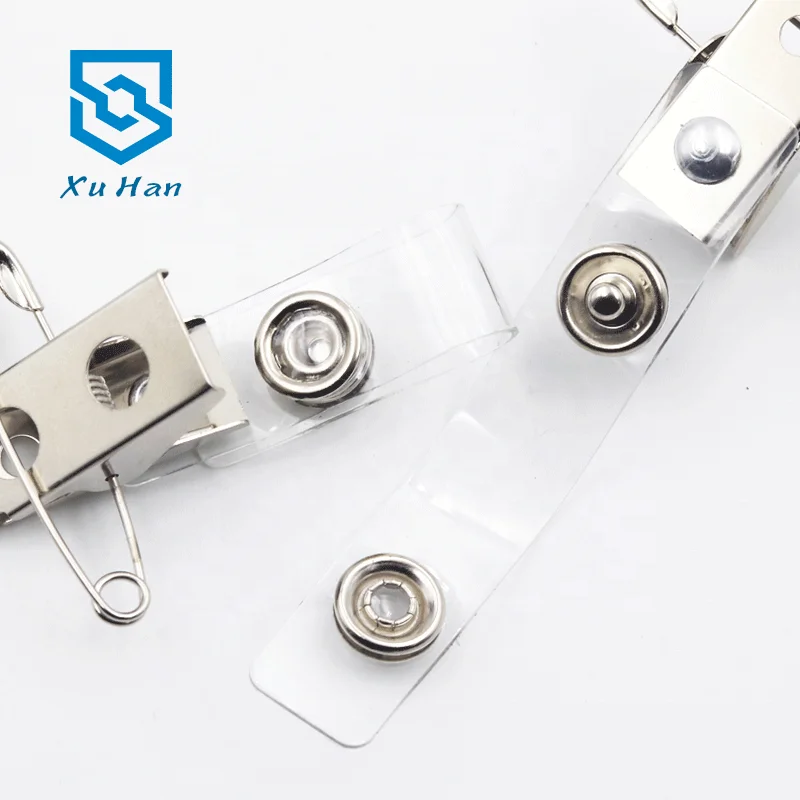 Factory direct sale, hot sell high quality metal badge clip with plastic strap for ID badge.