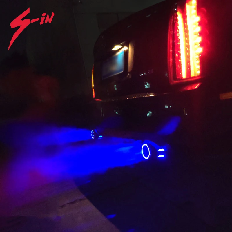 Заводская цена, автомобильная выхлопная труба с красными синими светодиодами, модификация автомобильного глушителя