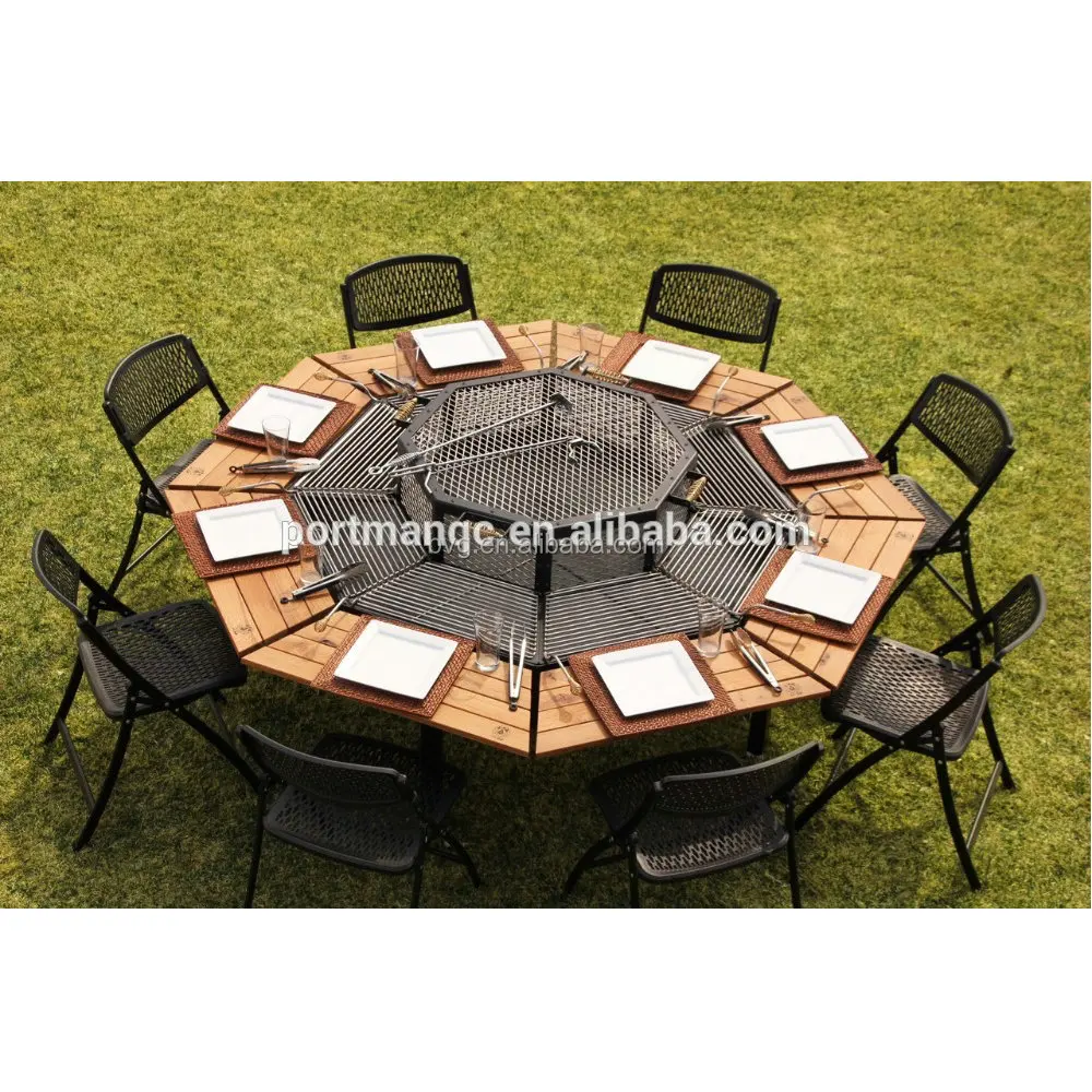 
Customized Design Outdoor Folding BBQ 8 persons Charcoal Portable Barbecue Table 