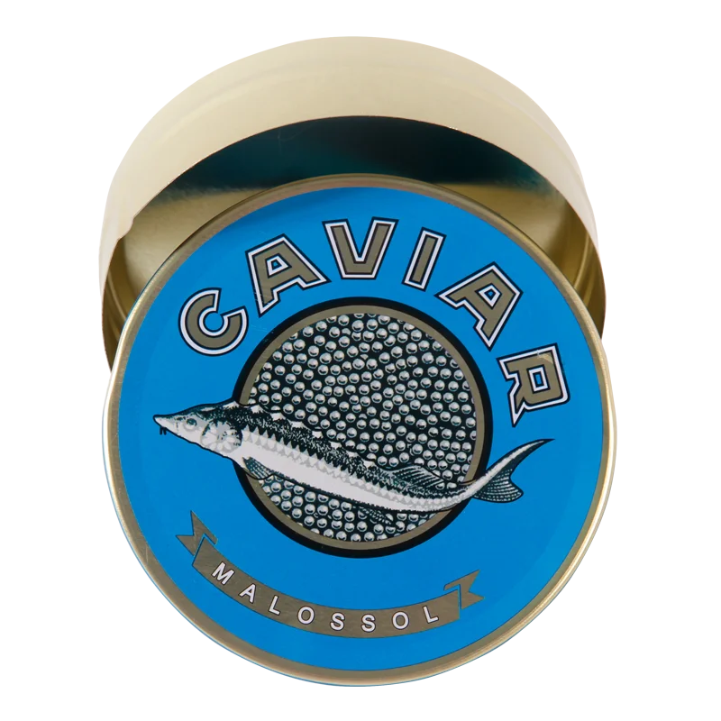 Food grade gold printing metal tin box packaging Italian caviar metal tin can