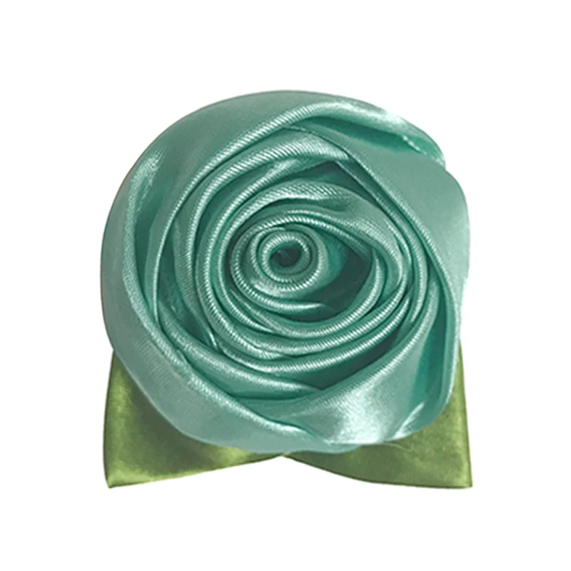 
Gold supplier custom logo velvet pouch Embroidered Rose Applique satin ribbon handmade flowers 