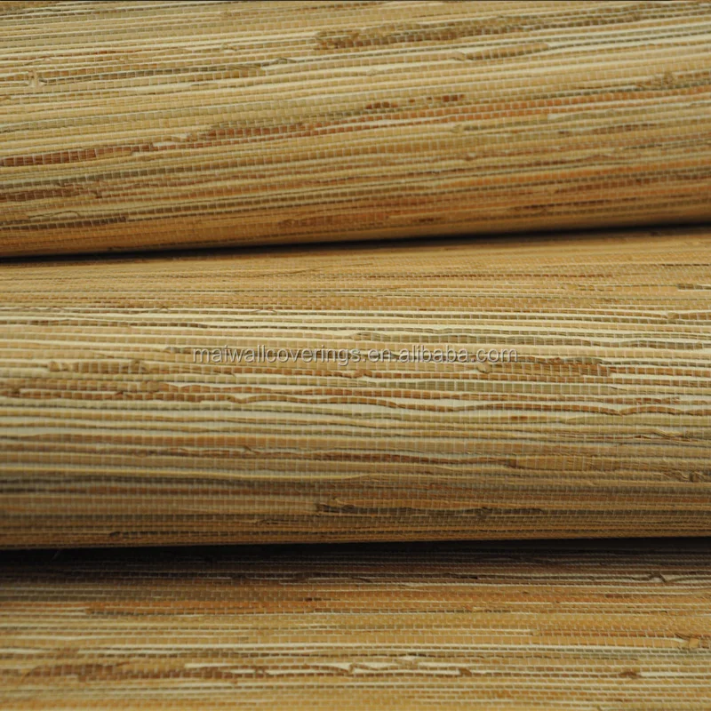 White off Temp real grass natural textured living room wallpaper straw wall covering