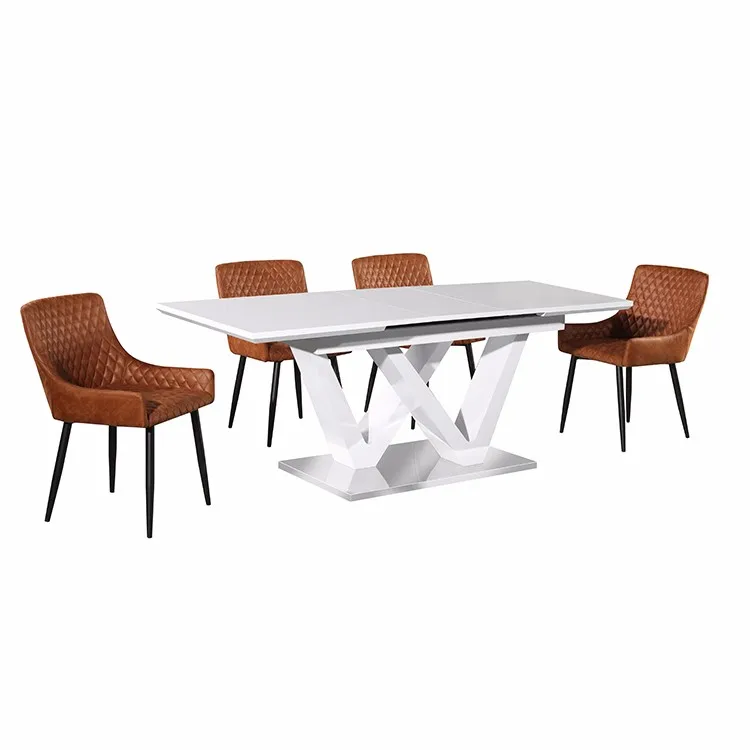 Luxury retractable white extendable MDF 8 seater dining room table