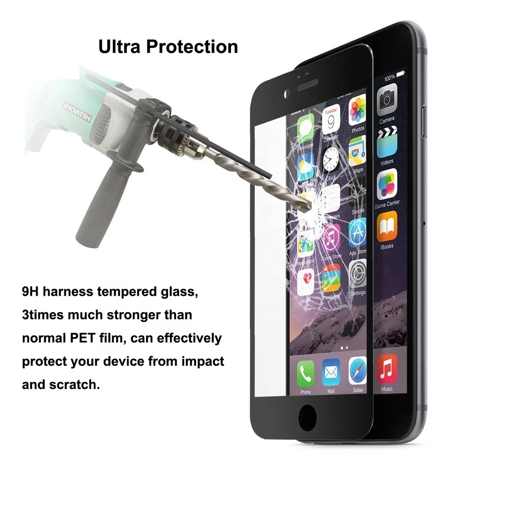 
9H 0.2MM For iPhone 7 5D Curved Tempered Glass, Full Cover Tempered Glass For iPhone Screen Protector Glass 6/7/8 3D Touch 
