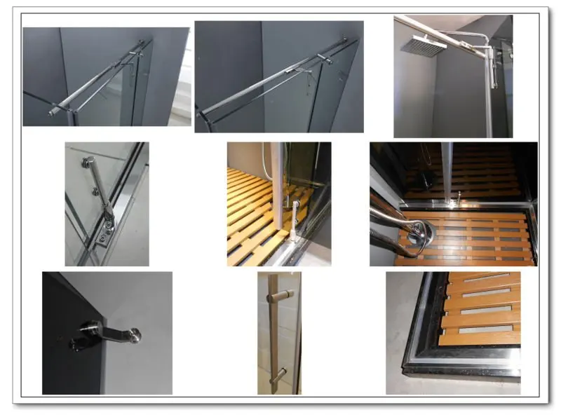 Prefab SS304 Square Modern Luxury Frameless Pivot Hinge Glass Shower Enclosure Cabin Room